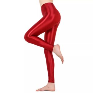 Kinky Cloth Burgundy B / M Glossy Elastic Leggings Pants