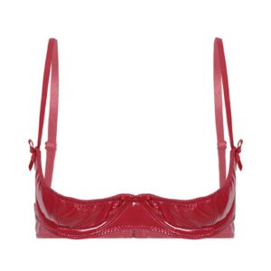 Kinky Cloth Red / AA Glossy Leather Underwired Bra