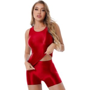 Kinky Cloth Red / M Glossy Tank Top with Shorts