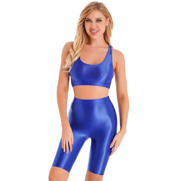 Kinky Cloth Blue B / M Glossy Two-Piece Yoga Outfit