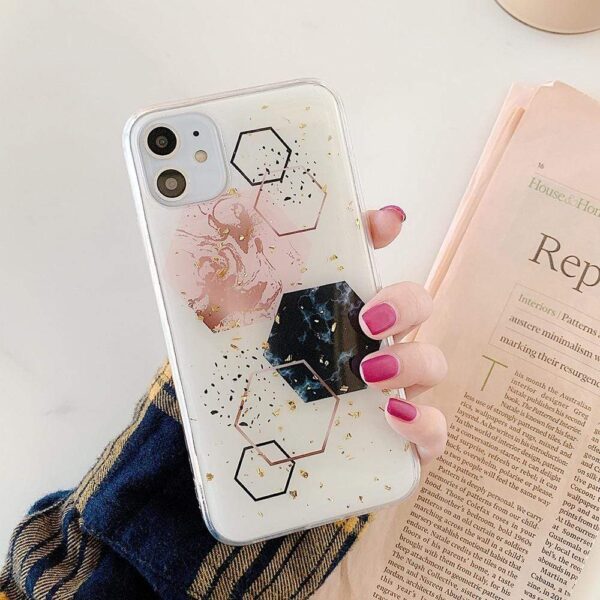 Kinky Cloth 380230 Style1 / For 7 Plus or 8 Plus Gold Foil Geometric Marble iPhone Case