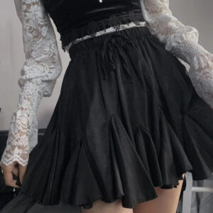 Kinky Cloth Goth Irregular Ruffles Mini Skirt