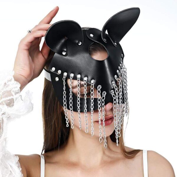 Kinky Cloth 200003979 Goth Leather Chain Catwoman Mask