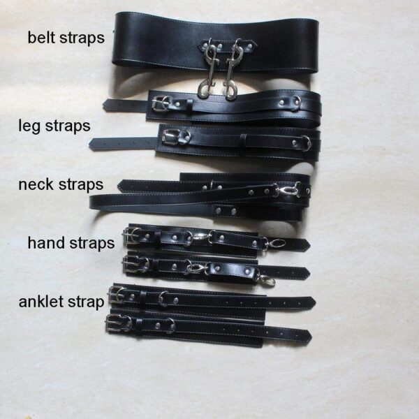 Kinky Cloth 200000298 Black - 5pcs Set / 91cm Gothic Harness Leather Belt Bondage Set