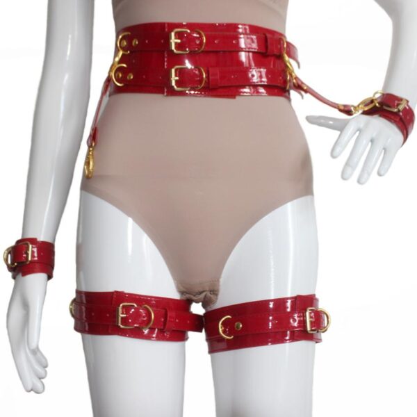 Kinky Cloth 200000298 Gothic Harness Leather Belt Bondage Set