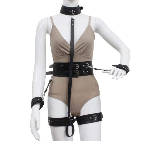 Kinky Cloth 200000298 Gothic Harness Leather Belt Bondage Set