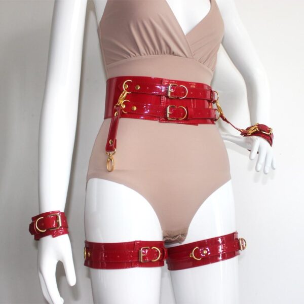 Kinky Cloth 200000298 Gothic Harness Leather Belt Bondage Set