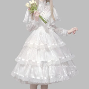 Kinky Cloth Gothic Lace Ruffles Wedding Dress