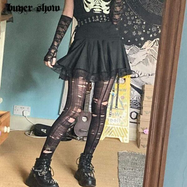 Kinky Cloth 349 Gothic Lace Skater Skirt