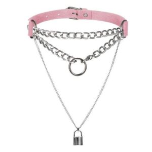 Kinky Cloth Necklace Gothic Lock Chain Collar