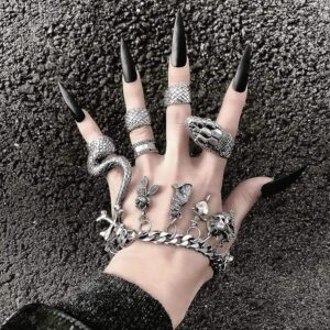 Kinky Cloth 100007323 Gothic Snake Midi Ring 4Pcs/Set