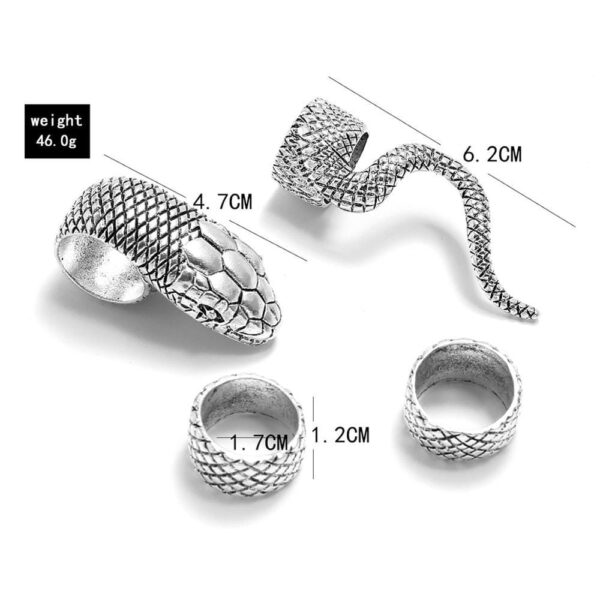 Kinky Cloth 100007323 Gothic Snake Midi Ring 4Pcs/Set