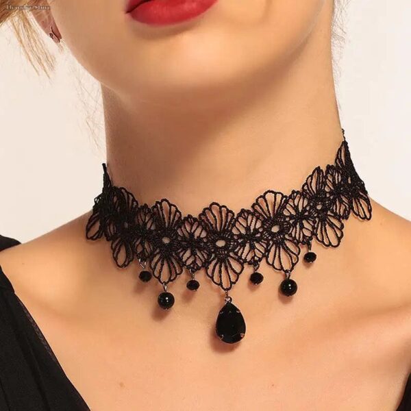 Kinky Cloth 1pc A3 Gothic Tattoo Lace Crystal Choker