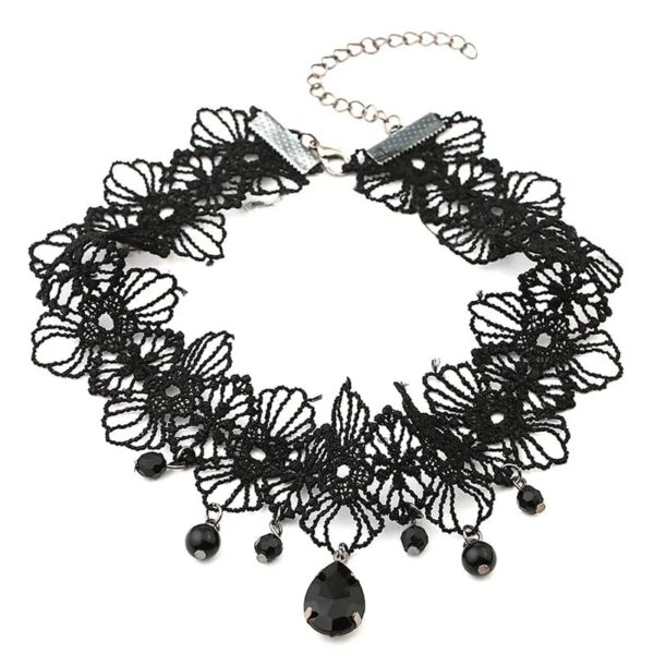 Kinky Cloth 1pc A3 Gothic Tattoo Lace Crystal Choker