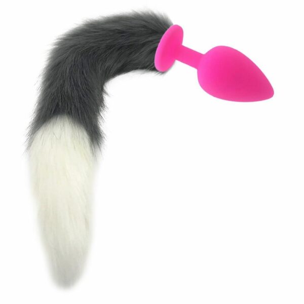 Kinky Cloth 200345142 Big 103 Gray and White Half Moon Tail Plug