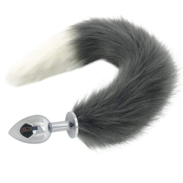 Kinky Cloth 200345142 Big 112 Gray and White Half Moon Tail Plug