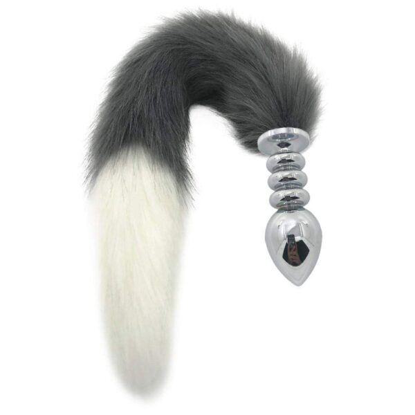 Kinky Cloth 200345142 Big 118 Gray and White Half Moon Tail Plug