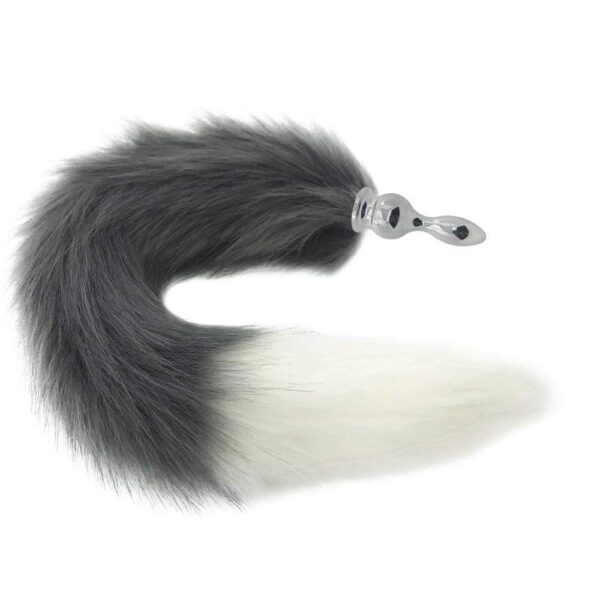 Kinky Cloth 200345142 Gray and White Half Moon Tail Plug