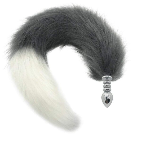 Kinky Cloth 200345142 Gray and White Half Moon Tail Plug