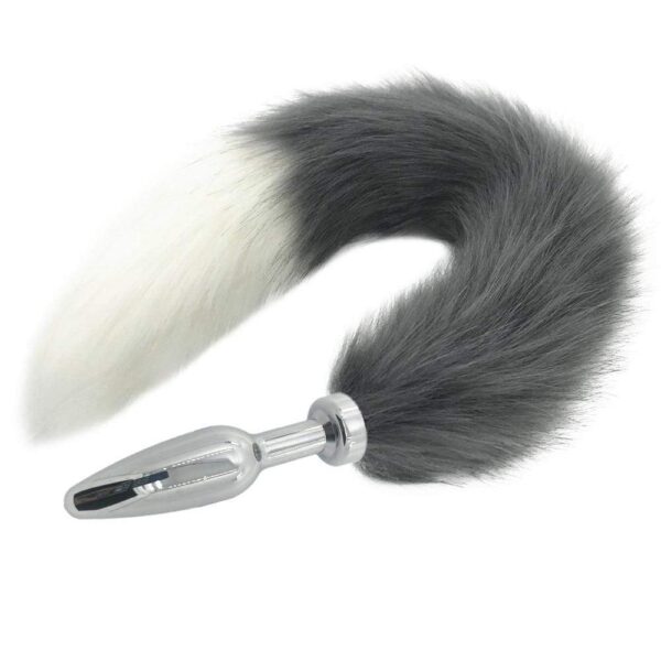 Kinky Cloth 200345142 Gray and White Half Moon Tail Plug