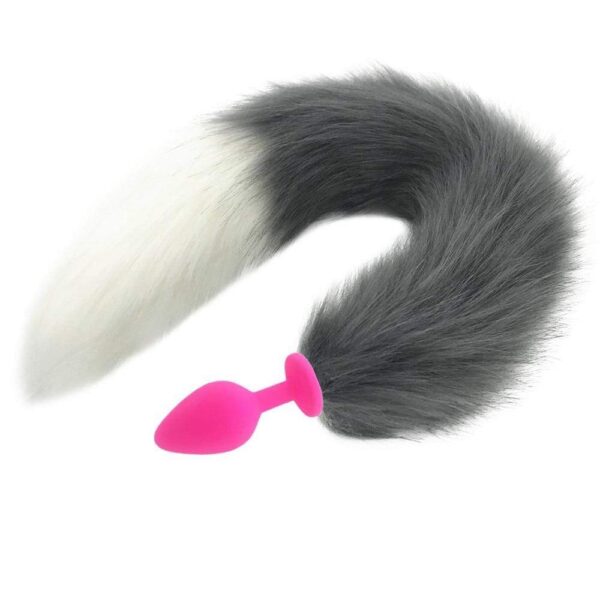 Kinky Cloth 200345142 Gray and White Half Moon Tail Plug