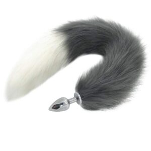 Kinky Cloth 200345142 Gray and White Half Moon Tail Plug