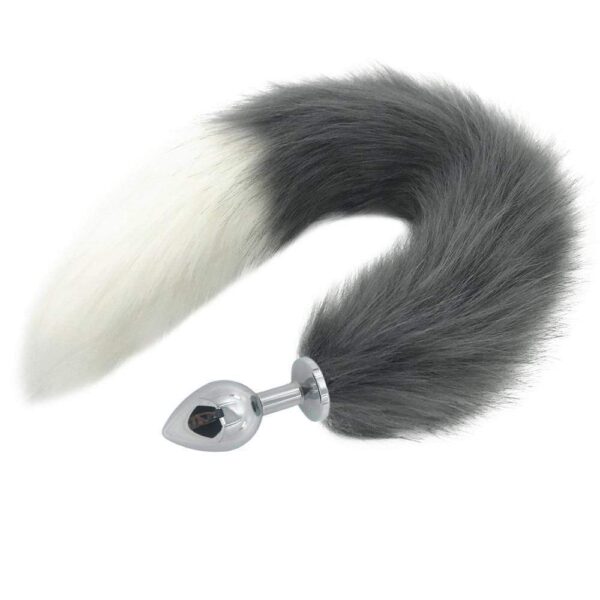 Kinky Cloth 200345142 Gray and White Half Moon Tail Plug