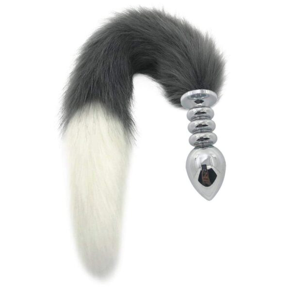 Kinky Cloth 200345142 Gray and White Half Moon Tail Plug