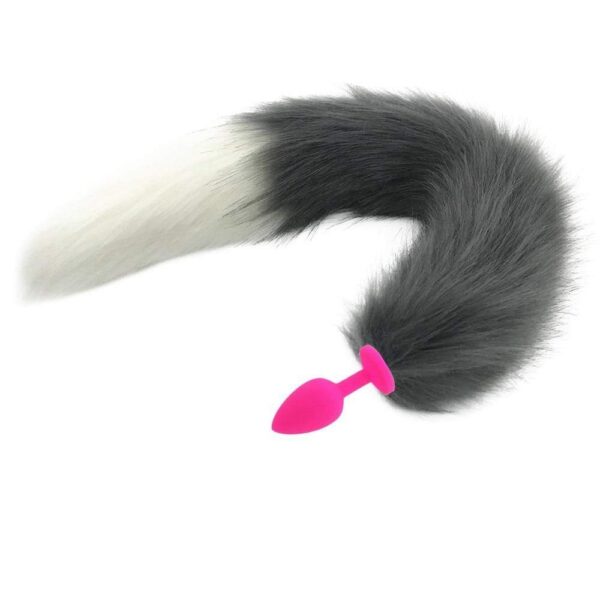 Kinky Cloth 200345142 Gray and White Half Moon Tail Plug