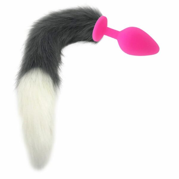 Kinky Cloth 200345142 Medium 102 Gray and White Half Moon Tail Plug