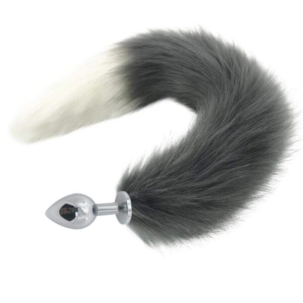 Kinky Cloth 200345142 Medium 111 Gray and White Half Moon Tail Plug