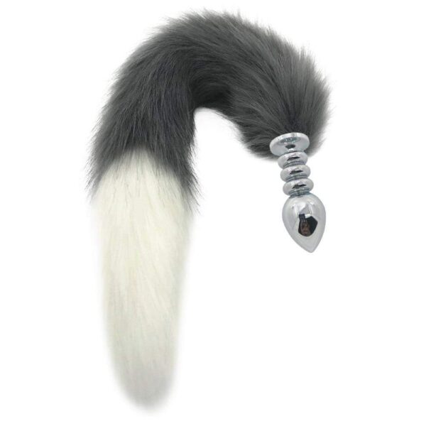 Kinky Cloth 200345142 Medium 117 Gray and White Half Moon Tail Plug