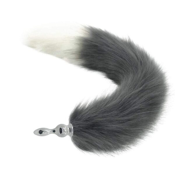 Kinky Cloth 200345142 Novice 123 Gray and White Half Moon Tail Plug