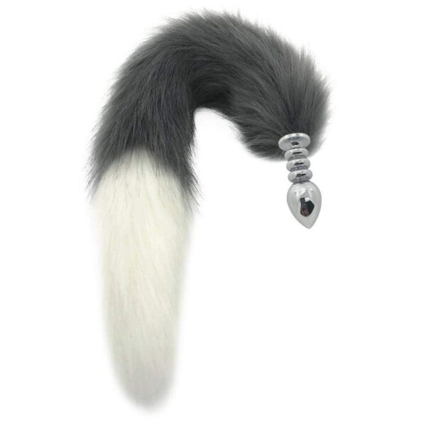 Kinky Cloth 200345142 Small 116 Gray and White Half Moon Tail Plug