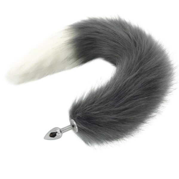 Kinky Cloth 200345142 Very Small 127 Gray and White Half Moon Tail Plug