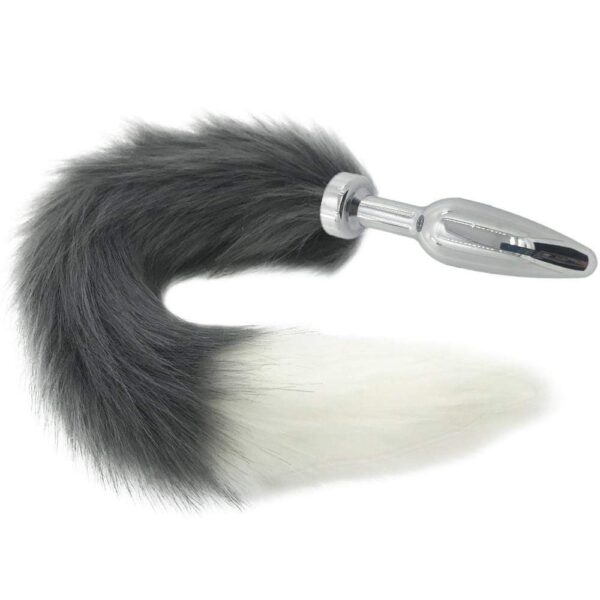 Kinky Cloth 200345142 Veteran 125 Gray and White Half Moon Tail Plug