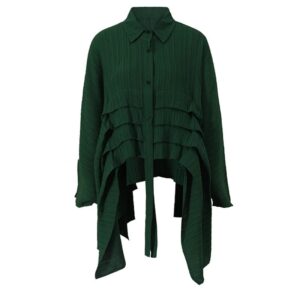 Kinky Cloth Green / One Size Green Irregular Pleated Loose Blouse