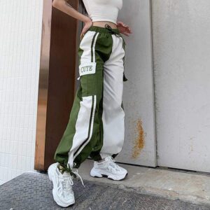 Kinky Cloth 200000366 Green Patchwork Loose Cargo Pants