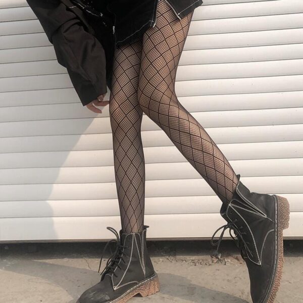 Kinky Cloth Grid Mesh Pantyhose Stockings