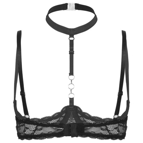 Kinky Cloth Halter Neck Open Chest Bra