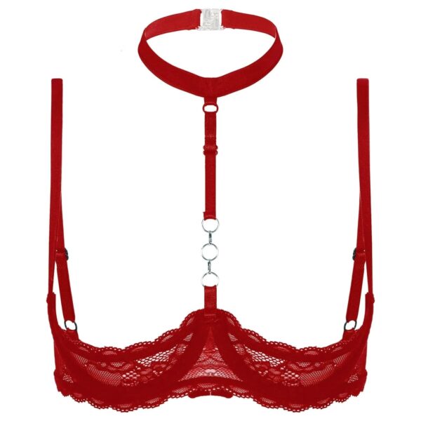 Kinky Cloth Halter Neck Open Chest Bra