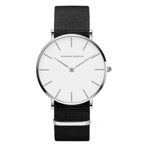 Kinky Cloth 200363144 Silver - White Dial Hannah Martin Black Nylon Strap Watch