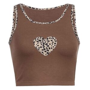 Kinky Cloth Brown / S Heart Leopard Tank Top