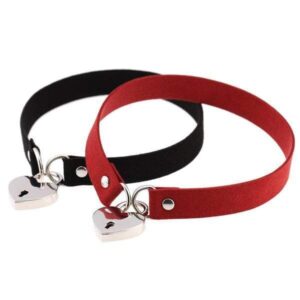 Kinky Cloth Necklace Heart Lock Collar with Key