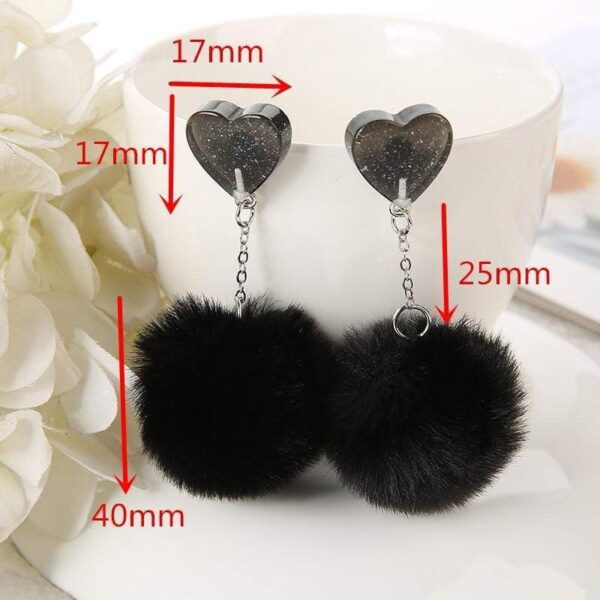 Kinky Cloth Heart Puffer Ball Earrings