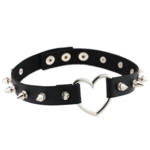 Kinky Cloth 200000162 Heart Ring Rivet Choker