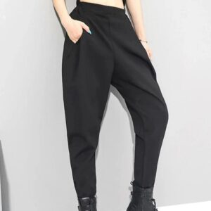 Kinky Cloth High Elastic Waist Black Harem