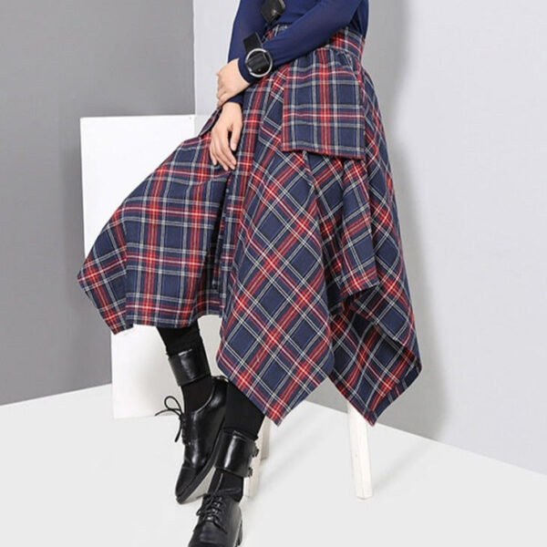 Kinky Cloth High Waist Belt Plaid Skirt