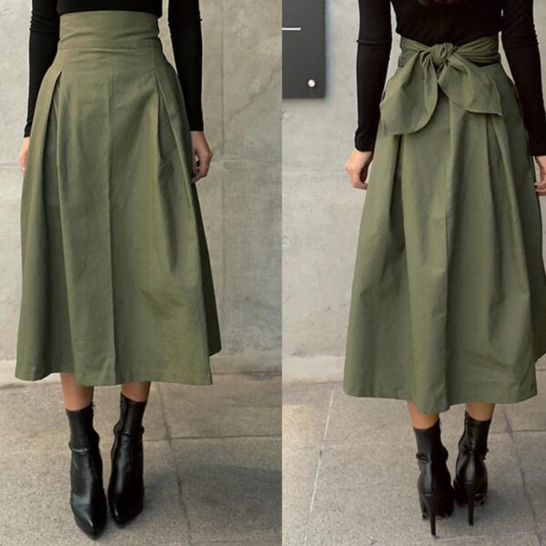 Kinky Cloth High Waist Bow Long Skirt