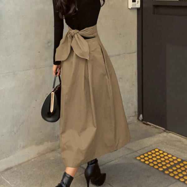 Kinky Cloth High Waist Bow Long Skirt